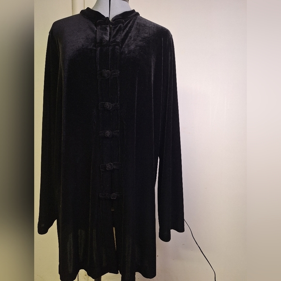 Vintage Francesca Rose Black Velvet Toggle Front Top Size Large - Picture 3 of 6
